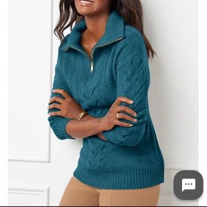 Talbots Cashmere Mockneck Ladies Sweater in beautiful peacock teal blue color!